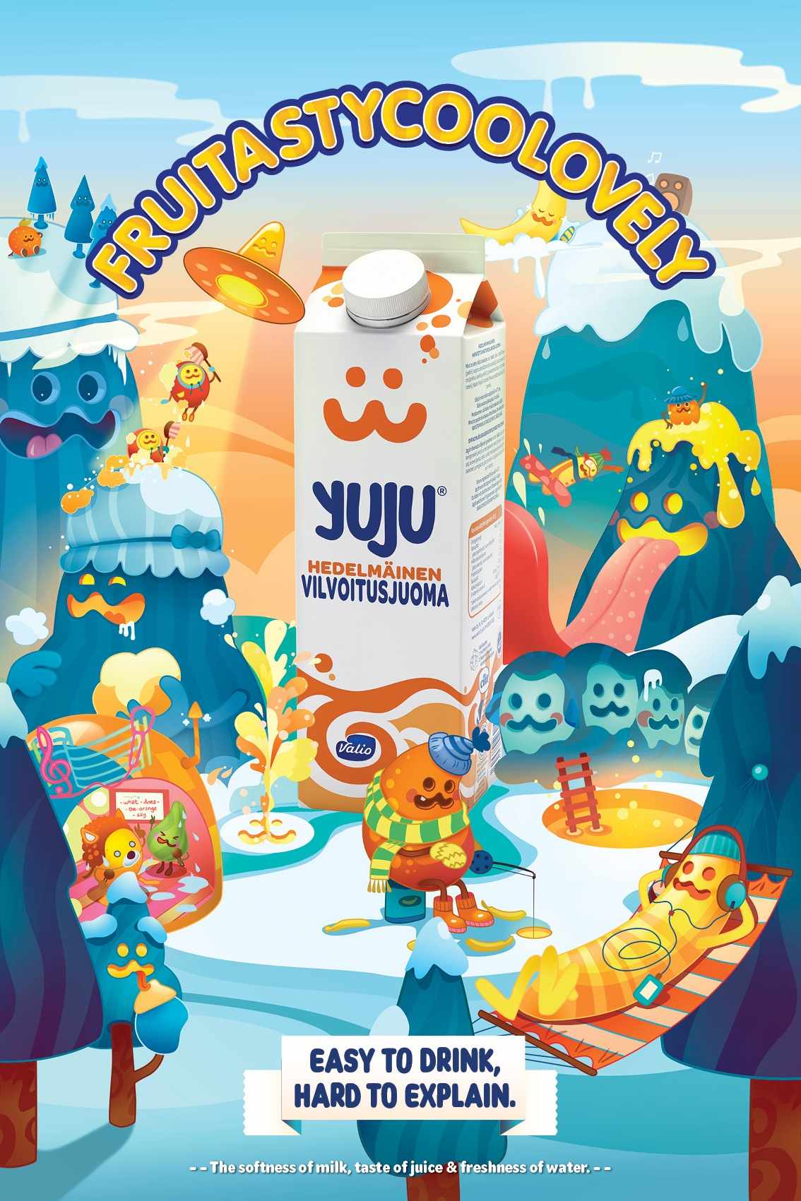 Yuju 果汁飲料包裝設計廣告設計欣賞——上海廣告設計公司3