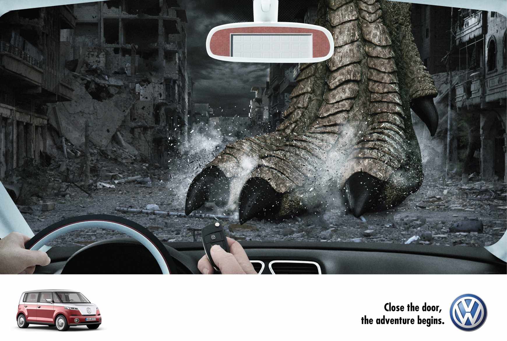 大眾汽車(chē)Bulli車(chē)型平面廣告—上海廣告設(shè)計(jì)公司—恐龍篇