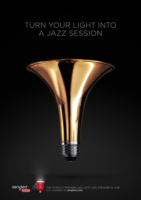 上海廣告設計公司分享Sengled PulseLED燈泡平面廣告創意設計2-喇叭篇