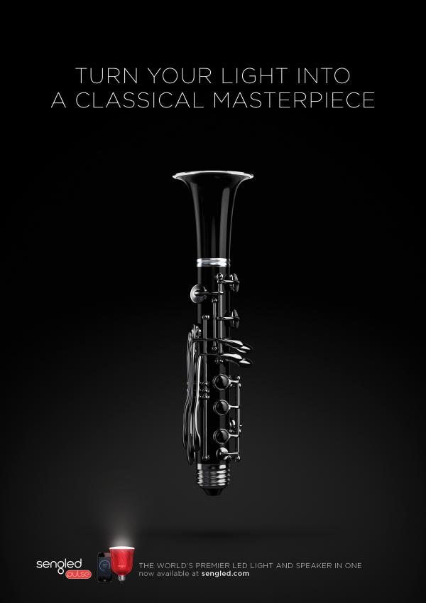 上海廣告設計公司分享Sengled PulseLED燈泡平面廣告創意設計3-薩克斯篇