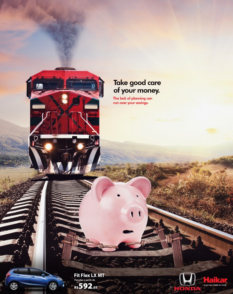 本田飛度“照顧好你的錢”汽車平面廣告創意設計-上海廣告設計公司分享-撞車篇