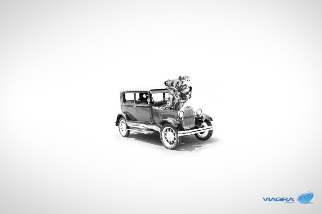 上海廣告設計公司分享Viagra 萬艾可偉哥“老爺車新動力”平面廣告創意設計3