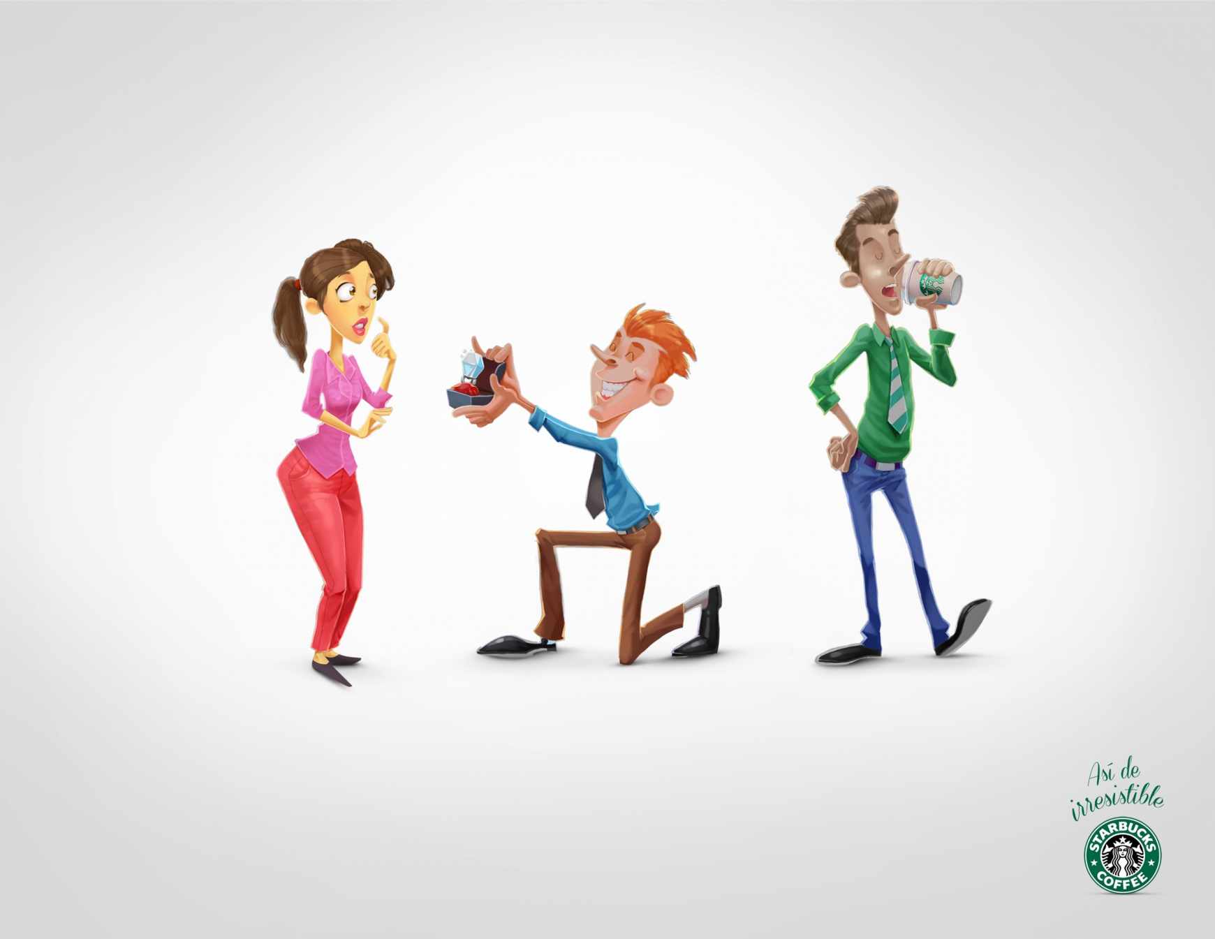 星巴克漫畫平面廣告創(chuàng)意設(shè)計(jì)-上海廣告設(shè)計(jì)公司廣告分享-求愛(ài)篇