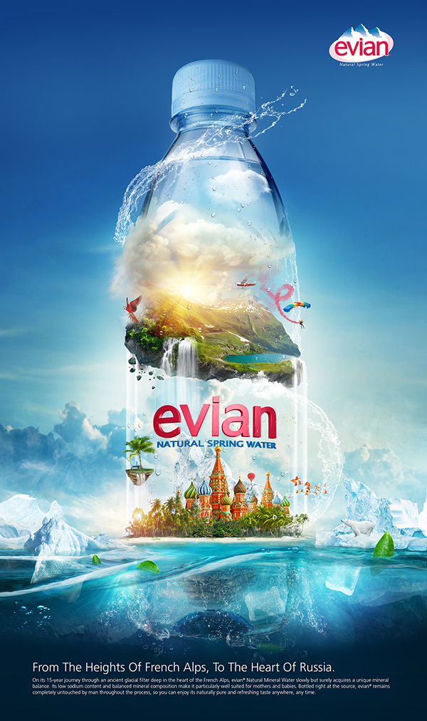 EVIAN 依云礦泉水平面廣告創意設計-上海尚略廣告設計公司分享2-城堡篇