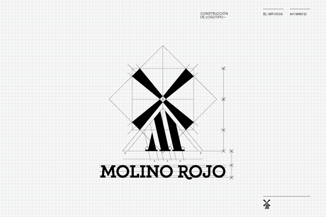 農業產品品牌策劃設計——秘魯Molino Rojo紅磨坊雜交水稻品牌形象再設計，包裝設計——標志設計網格圖2——尚略廣告品牌策劃與廣告設計公司