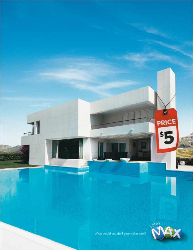 2.國外廣告創意設計欣賞別墅篇——加拿大大樂透彩票雜志平面廣告創意設計——尚略上海品牌策劃公司與上海廣告設計公司