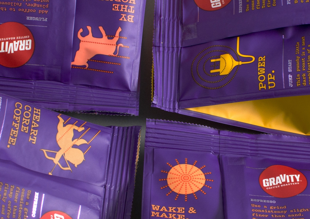 新西蘭重力咖啡漂亮的紫色包裝設計欣賞4局部效果圖-尚略廣告包裝設計公司