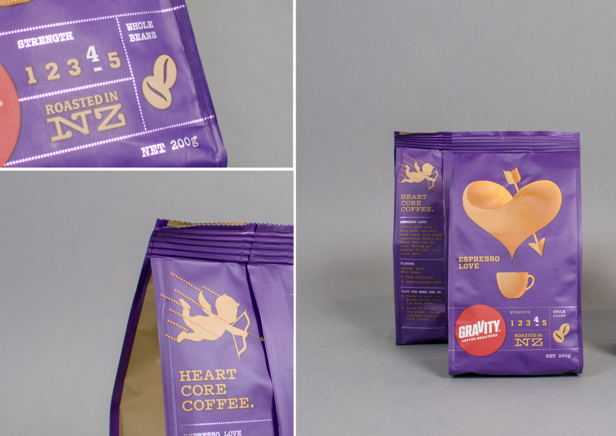 新西蘭重力咖啡漂亮的紫色包裝設計欣賞3細節局部效果圖-尚略廣告包裝設計公司