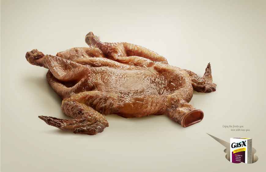Gas-X藥品治療腹脹平面廣告創(chuàng)意設(shè)計(jì)（烤雞篇）——尚略中國(guó)品牌策劃與廣告設(shè)計(jì)公司