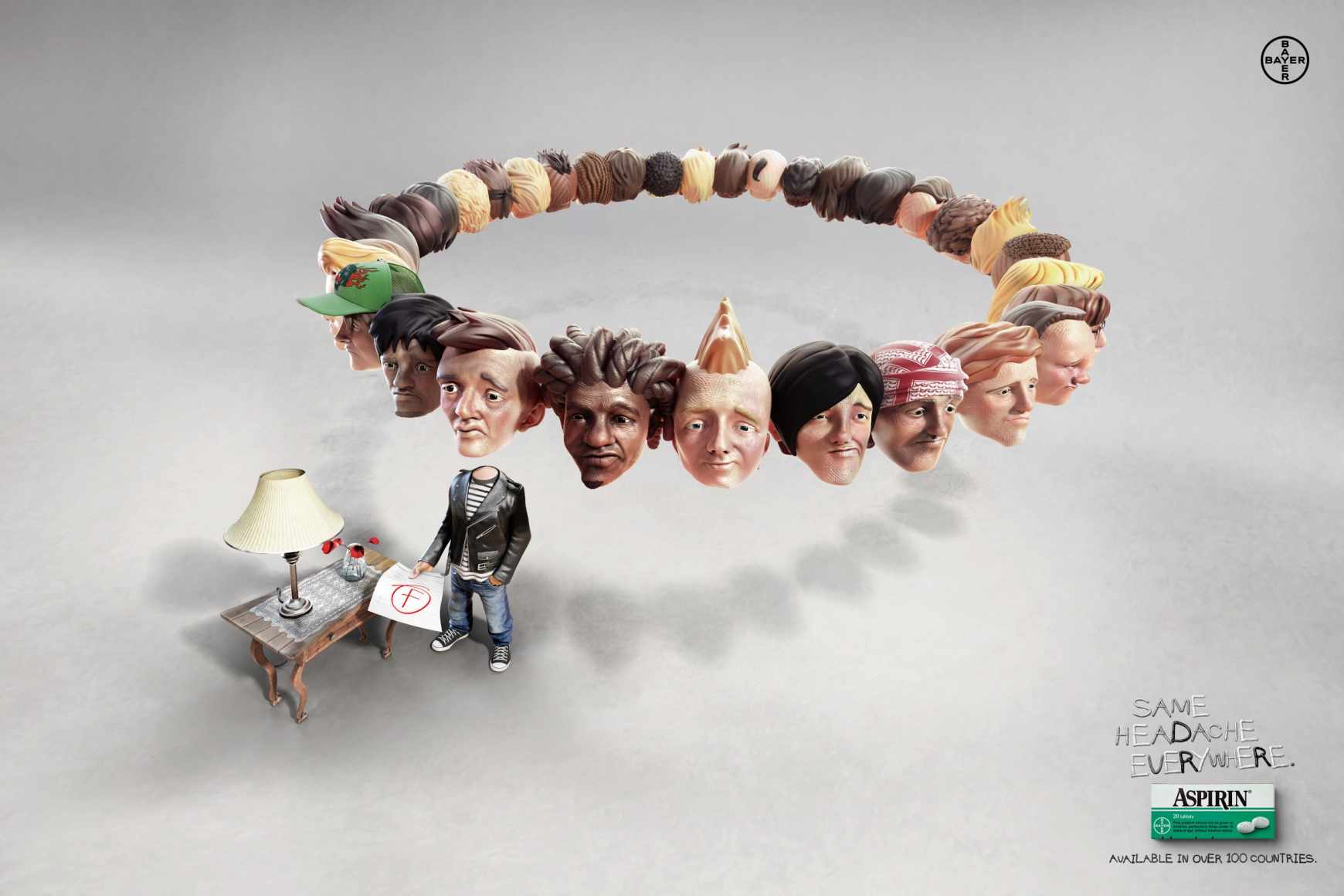 阿司匹林“頭痛無處不在”平面廣告創意設計（兒子篇）-尚略平面廣告設計公司