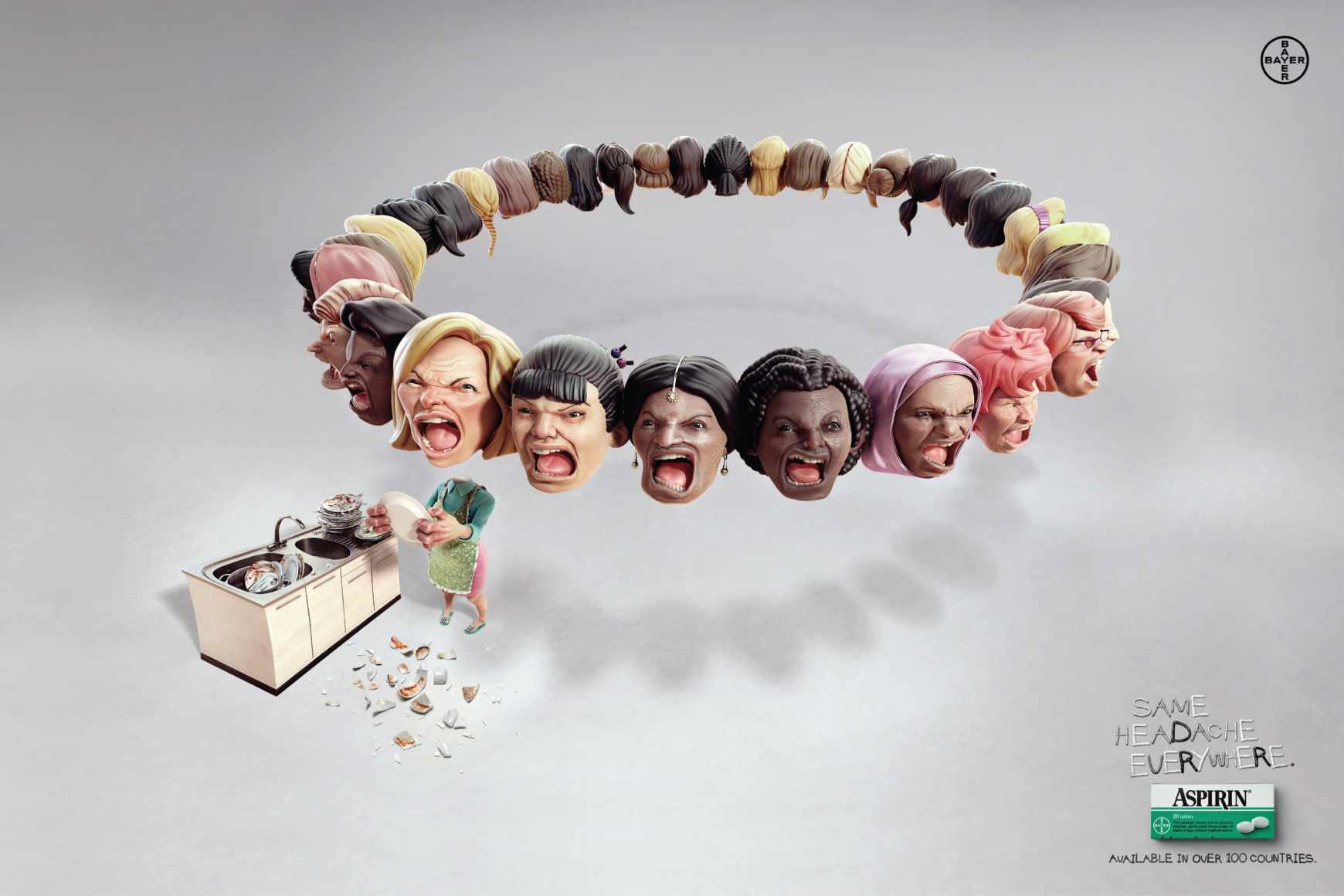 阿司匹林“頭痛無處不在”平面廣告創意設計（老婆篇）-尚略平面廣告設計公司