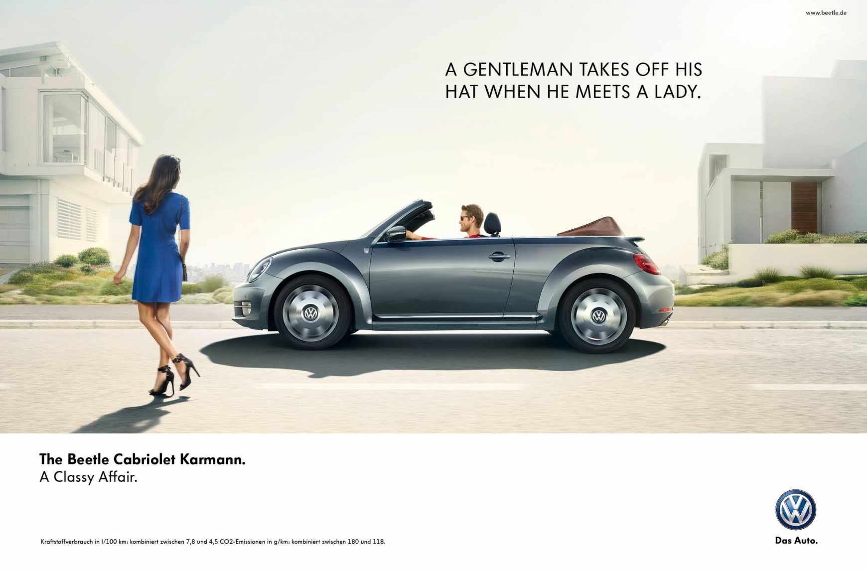 上海廣告設(shè)計(jì)公司佳作分享——大眾敞篷車平面廣告畫面2-邂逅美女廣告