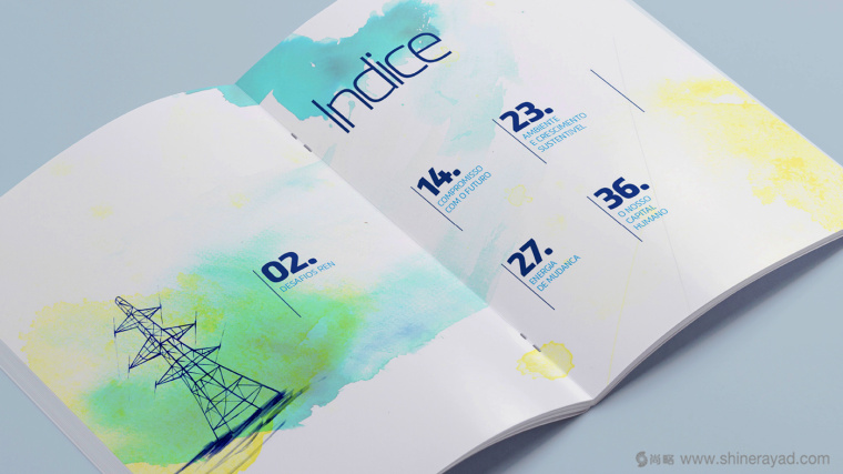 REN國際電力電網(wǎng)能源公司可持續(xù)發(fā)展清新水彩手繪企業(yè)宣傳畫冊設(shè)計(jì)2