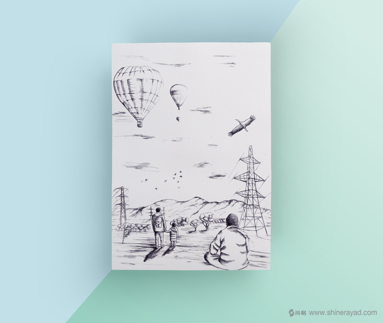 REN國際電力電網(wǎng)能源公司可持續(xù)發(fā)展清新水彩手繪企業(yè)宣傳畫冊設(shè)計(jì)-鉛筆手繪畫原圖1