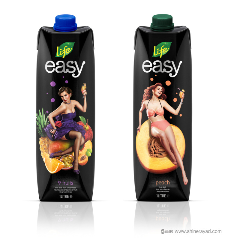 性感模特版LIFE生命果汁包裝設計-上海飲料包裝設計公司2