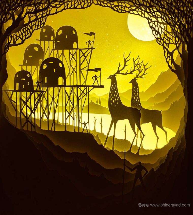 上海平面設(shè)計(jì)公司藝術(shù)修養(yǎng)：夢幻上古世界剪紙疊加設(shè)計(jì)藝術(shù)插畫欣賞1