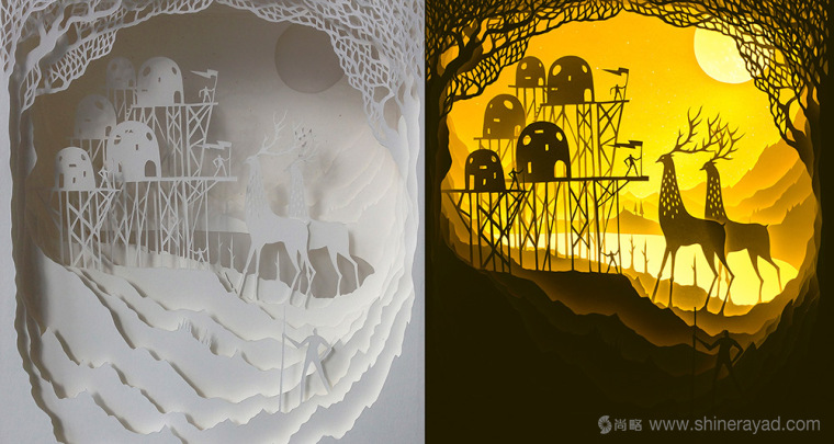 上海平面設(shè)計(jì)公司藝術(shù)修養(yǎng)：夢(mèng)幻上古世界剪紙疊加設(shè)計(jì)藝術(shù)插畫欣賞2