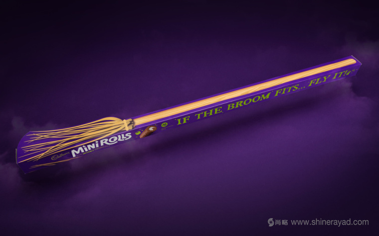 上海包裝設計公司設計欣賞：吉百利蛋糕萬圣節包裝設計3-掃帚款