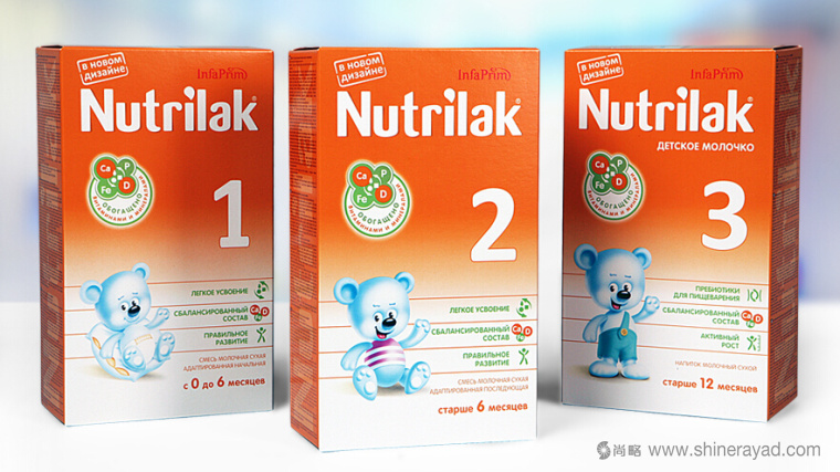 上海包裝設計公司設計欣賞：Nutrilak 小熊風格盒裝奶粉包裝設計2