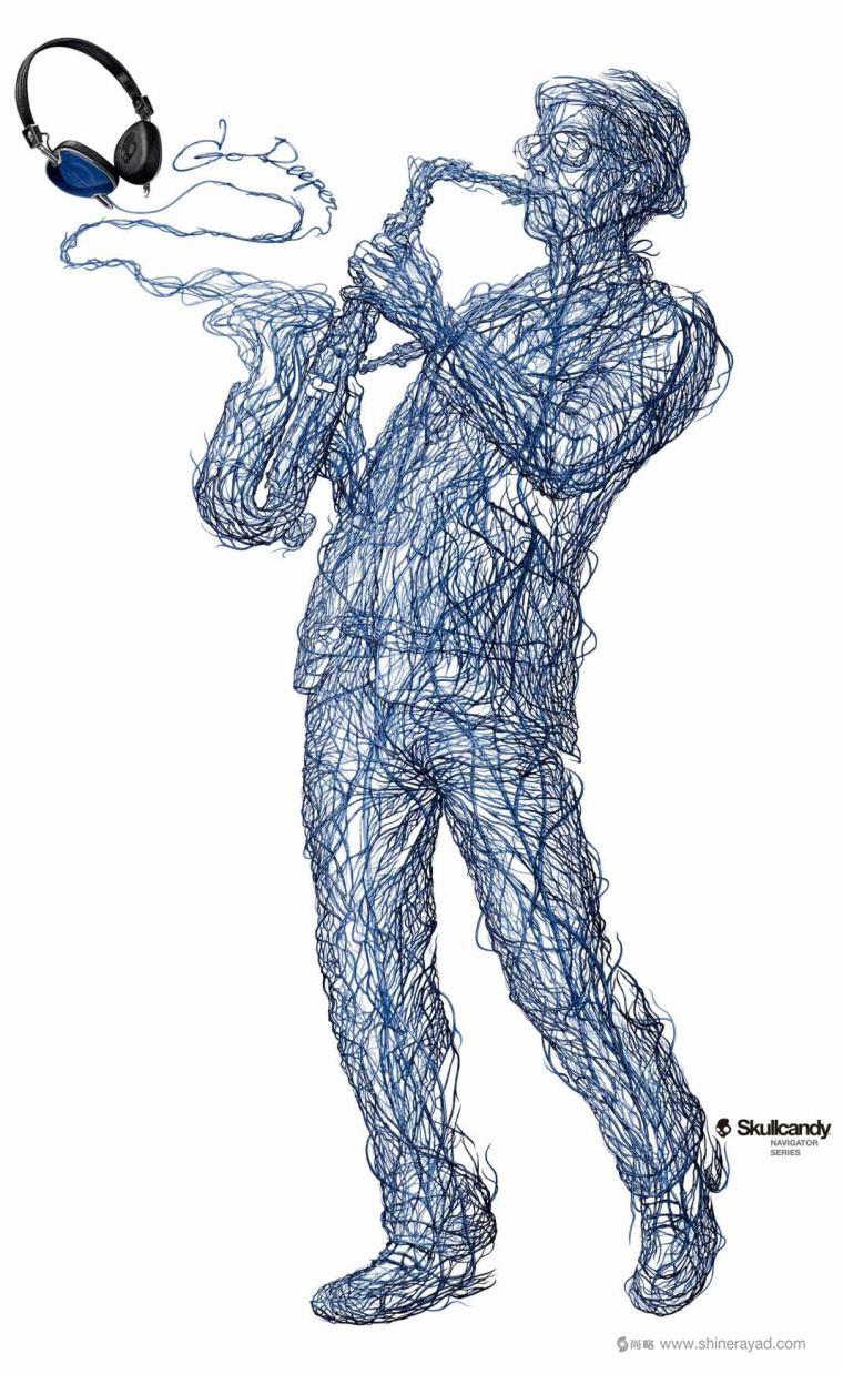 Skullcandy 運動耳機平面廣告創意設計-薩克斯篇-上海廣告設計公司2