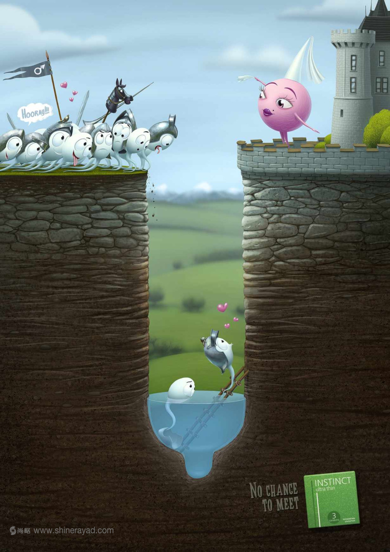 國外平面廣告佳作欣賞：nstinct 本能避孕套安全套平面創意廣告設計-騎士篇