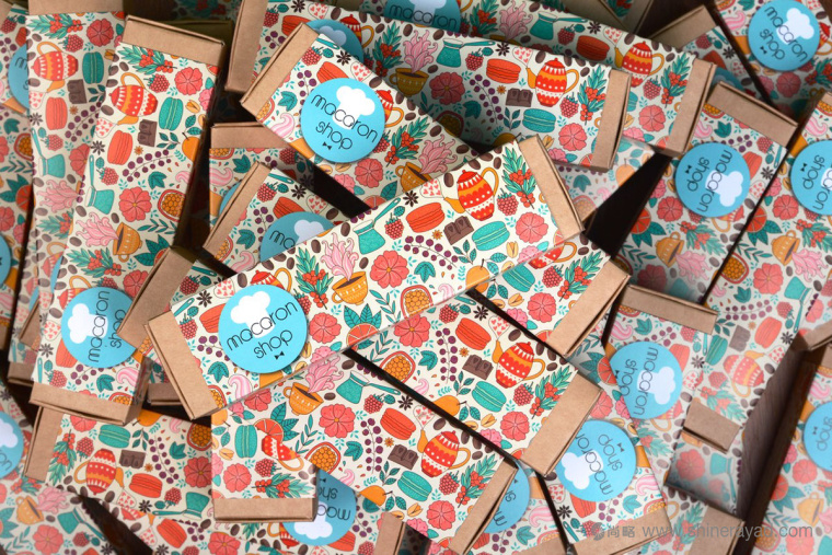 上海甜品包裝設計公司分享：Macarons手繪花卉插圖風杏仁餅蛋糕糕點包裝設計18