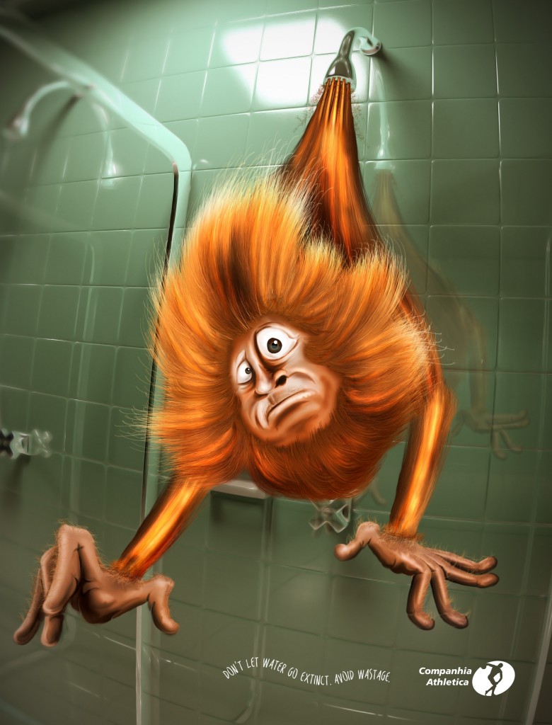 Cia Athletica 節(jié)水公益平面廣告創(chuàng)意設(shè)計(jì)”別把水弄成瀕危動(dòng)物“篇-金絲猴篇