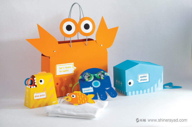 Speedo 兒童泳裝童裝鞋類海洋生物娛樂異型包裝盒造型設計-上海包裝設計公司包裝欣賞1