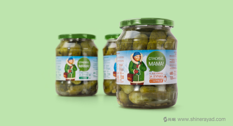 上海食品包裝設(shè)計公司分享手繪人物插圖風 мама 母親牌泡菜咸菜包裝設(shè)計-老奶奶版3