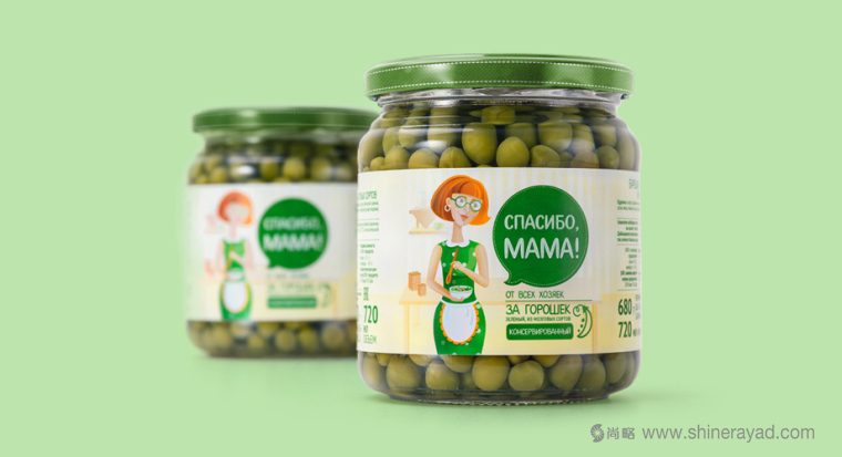 上海食品包裝設(shè)計公司分享手繪人物插圖風 мама 母親牌泡菜咸菜包裝設(shè)計-家庭主婦6