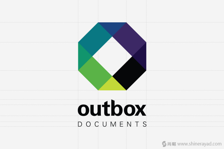 上海LOGO設計公司-Outbox 文件文檔倉儲管理公司logo設計-標志標準化網格制圖設計4