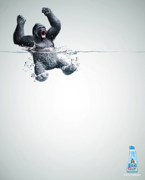 上海廣告創意設計公司尚略廣告Lenor 洗衣液清洗劑“動物篇”平面廣告創意設計-猩猩篇