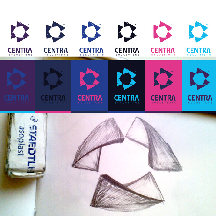 上海標志設計公司國外設計欣賞：Centra 標志設計品牌識別設計2-標志手繪稿設計