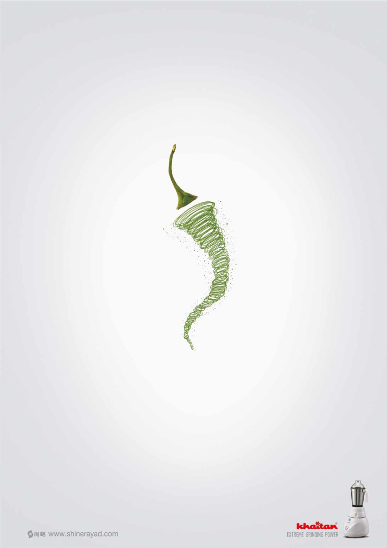 上海廣告設計公司設計欣賞：Khaitan 果蔬榨汁機平面廣告創意設計-辣椒篇