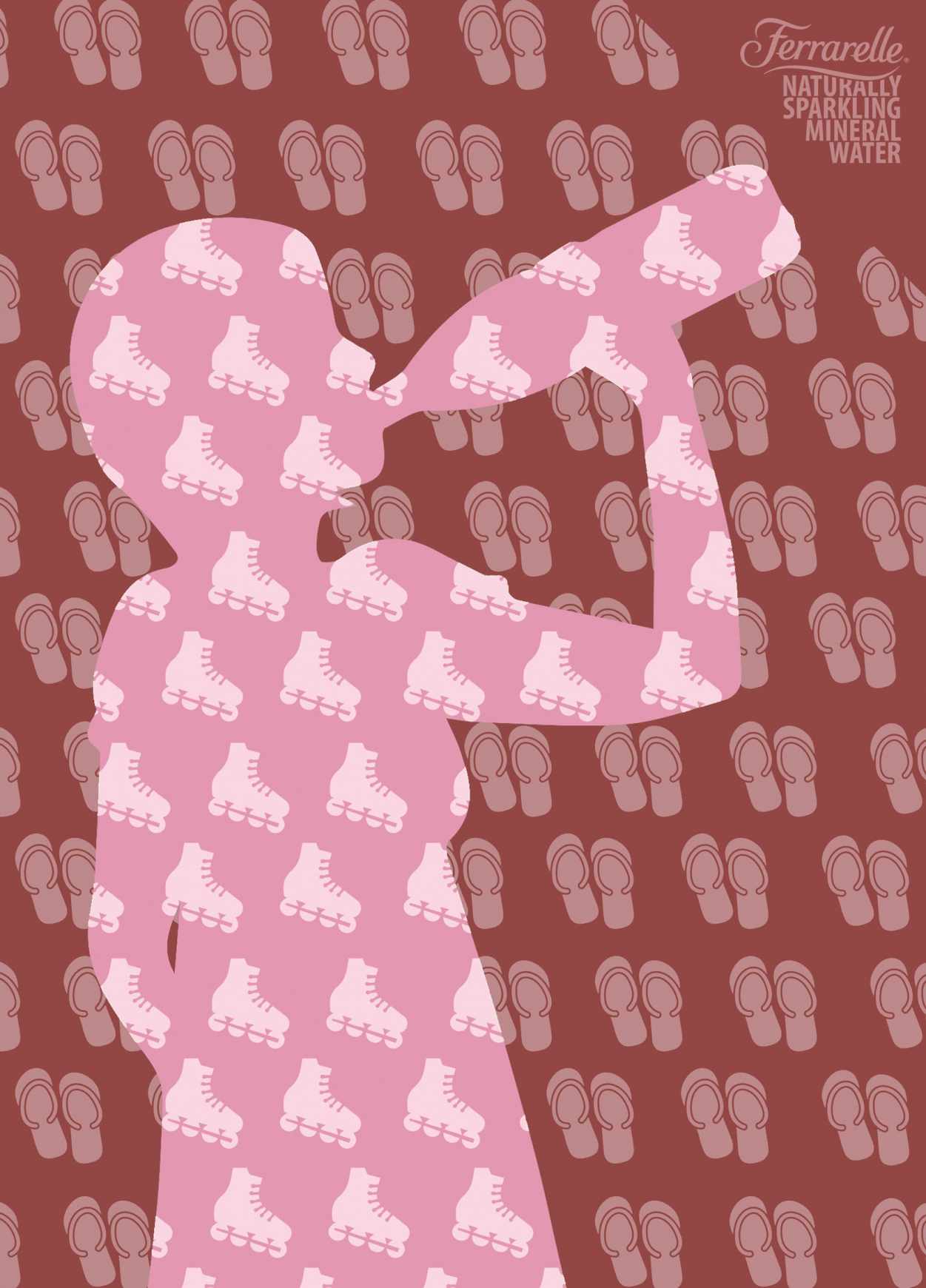 上海尚略廣告設(shè)計(jì)公司分享：Ferrarelle 礦泉水閃亮篇平面廣告創(chuàng)意設(shè)計(jì)4-溜冰篇