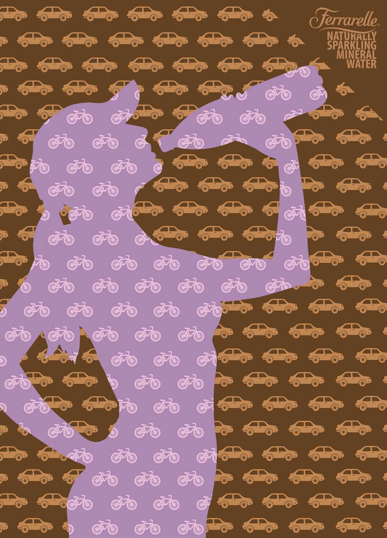 上海尚略廣告設(shè)計(jì)公司分享：Ferrarelle 礦泉水閃亮篇平面廣告創(chuàng)意設(shè)計(jì)7-自行車(chē)篇