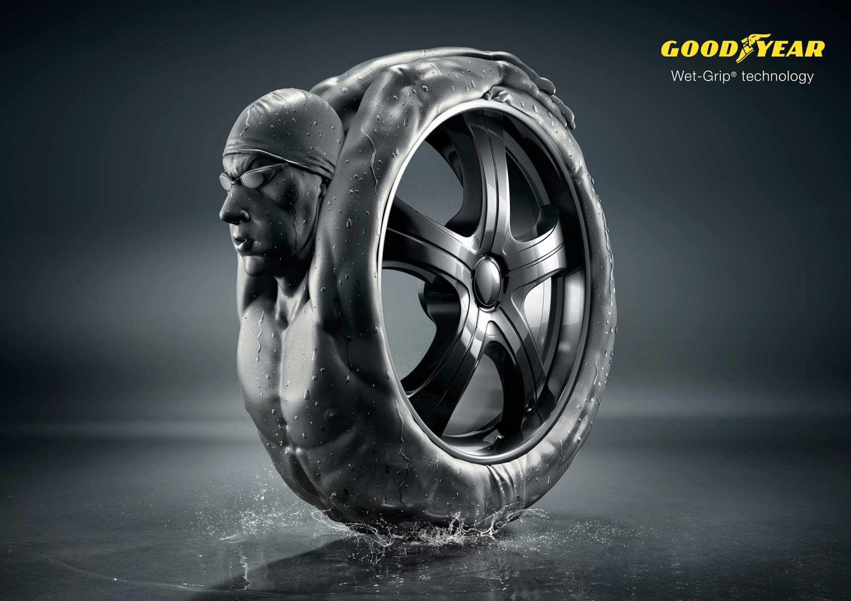 Goodyear 固特異輪胎“濕地抓地力”平面廣告創(chuàng)意設(shè)計(jì)1