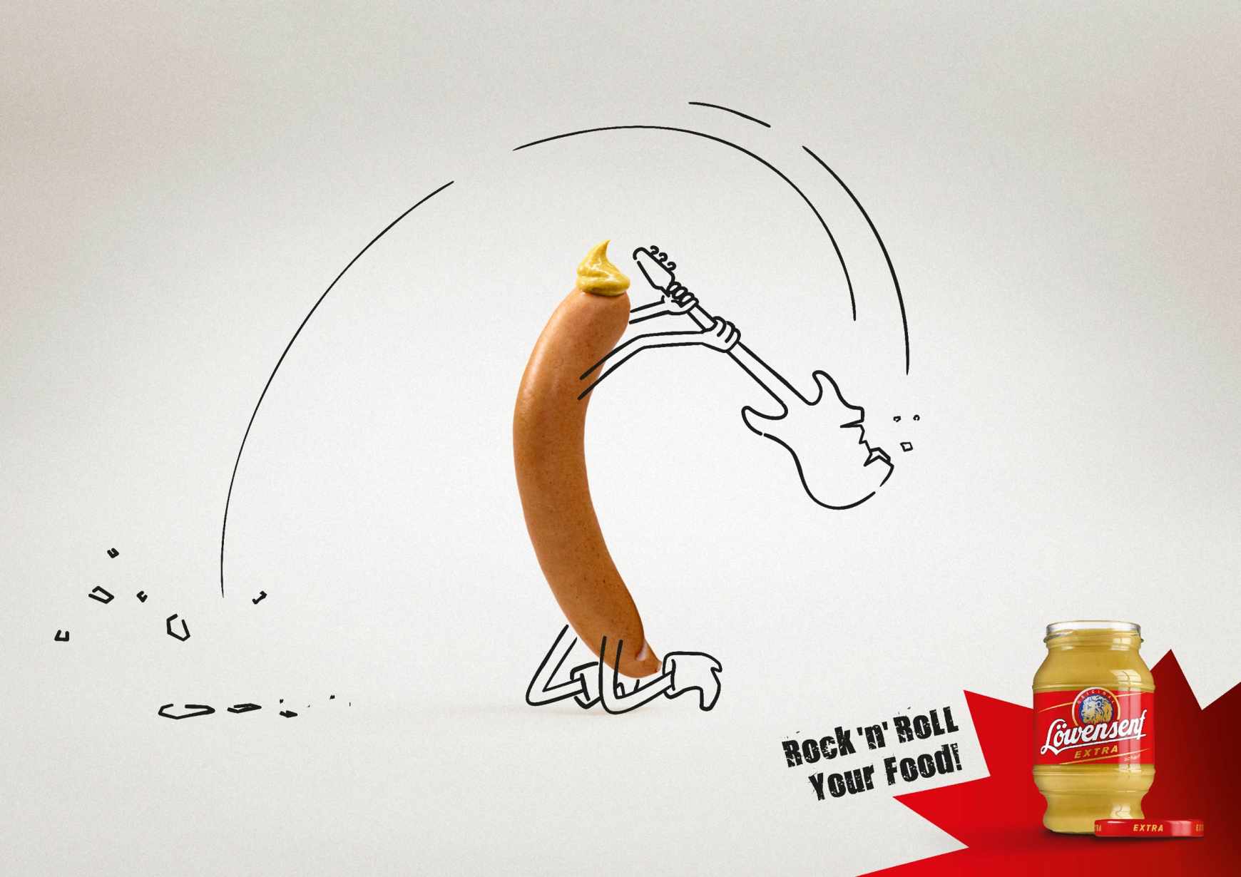 L?wensenf 芥末調味品線條人物篇平面廣告創意設計－上海廣告設計公司－小提琴音樂篇