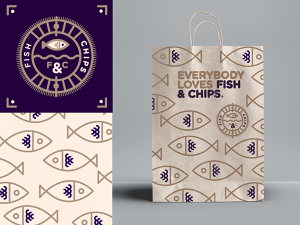 上海品牌策劃設計公司設計分享：Fish & Chips 水產魚品牌形象設計紙袋設計13