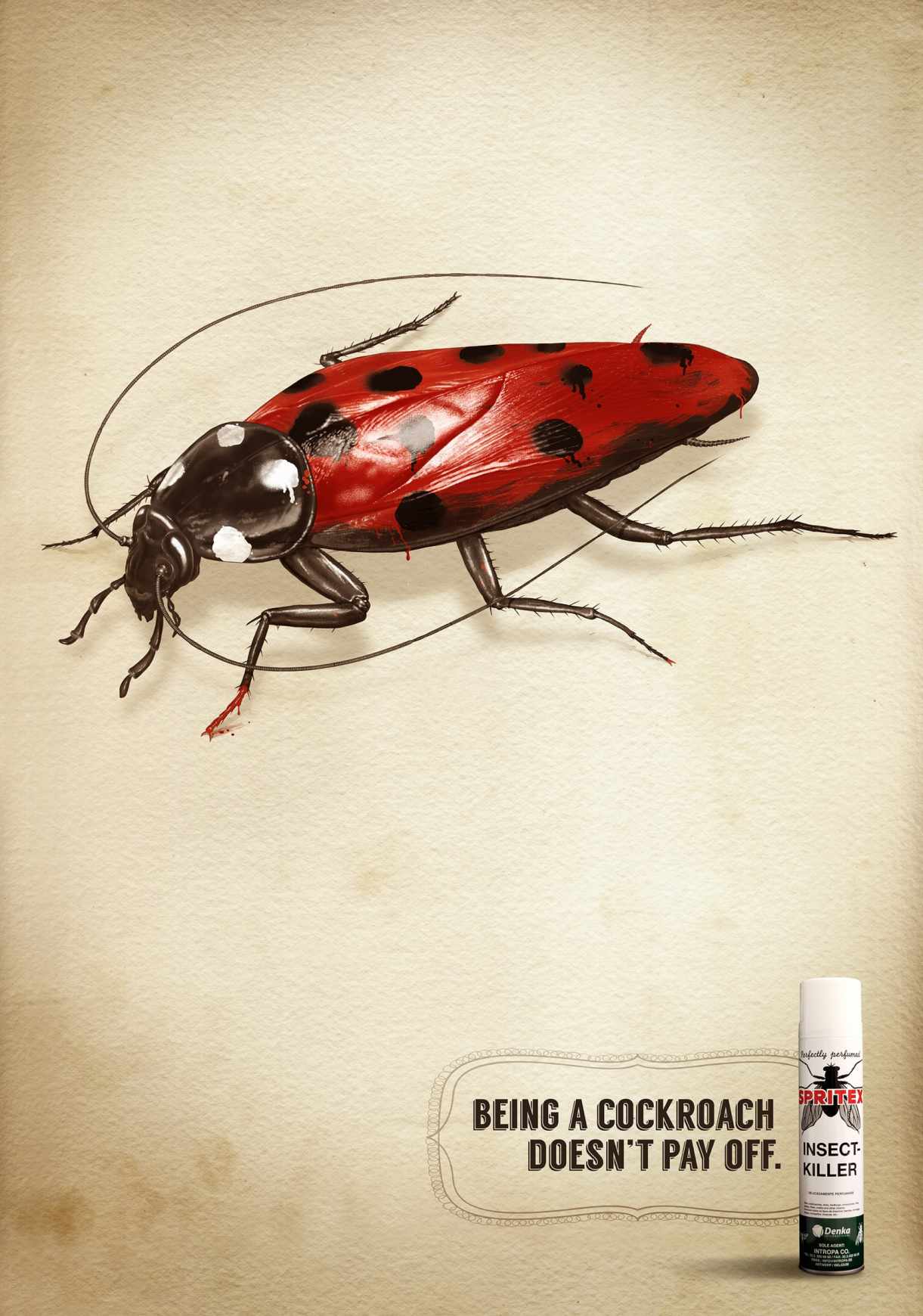 Spritex 殺蟲劑平面廣告創意設計-上海廣告設計公司分享3-蟑螂篇