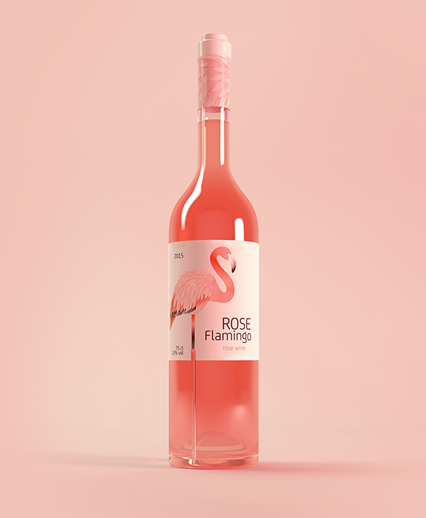 上海包裝設(shè)計公司設(shè)計欣賞：火烈鳥玫瑰酒包裝設(shè)計1