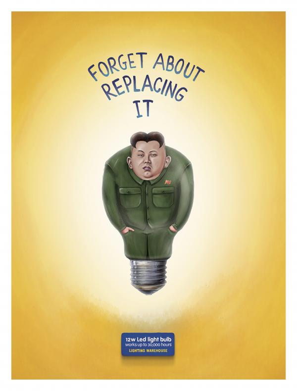  Lightning Warehouse LED燈泡平面廣告創意設計“金正恩
