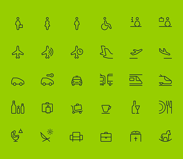 Aena 航空導航與客戶服務品牌識別設計UI設計5-導航圖標設計