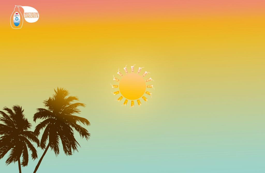 上海廣告設計公司分享：3M防曬霜太陽篇平面廣告創意設計-果汁篇