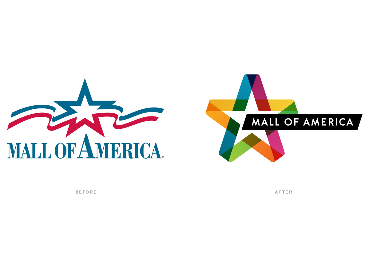 美國購物中心標志設計品牌VI形象設計9-新老標志設計對比-上海品牌策劃設計公司