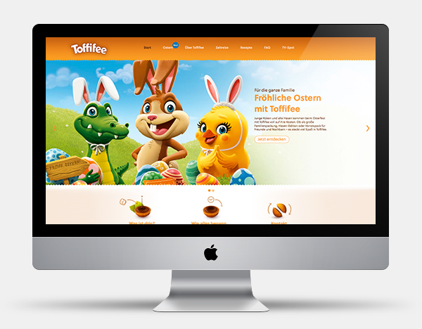 Toffifee 妃巧克力與杏仁奶油夾心軟糖鱷魚網站設計