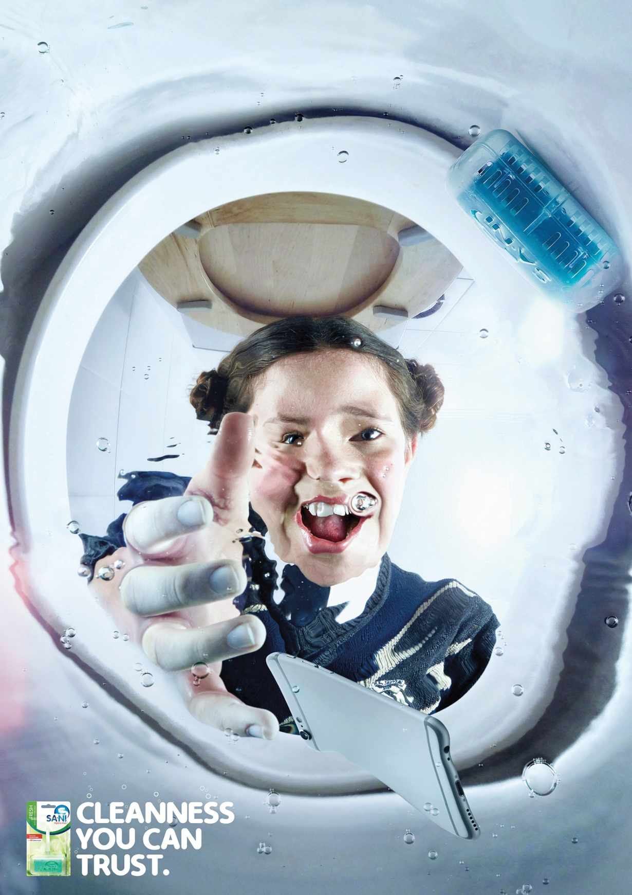 Sani:馬桶清潔劑創(chuàng)意平面廣告設計-上海廣告設計公司尚略推薦2