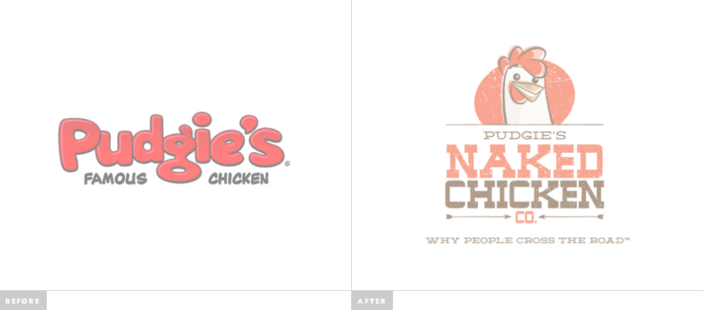 Pudgie 炸雞連鎖快餐廳標志設計-新舊標志對比-上海標志設計公司2