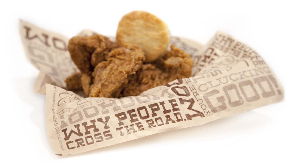 Pudgie 炸雞連鎖快餐廳品牌形象設計-雞肉包裝紙設計4