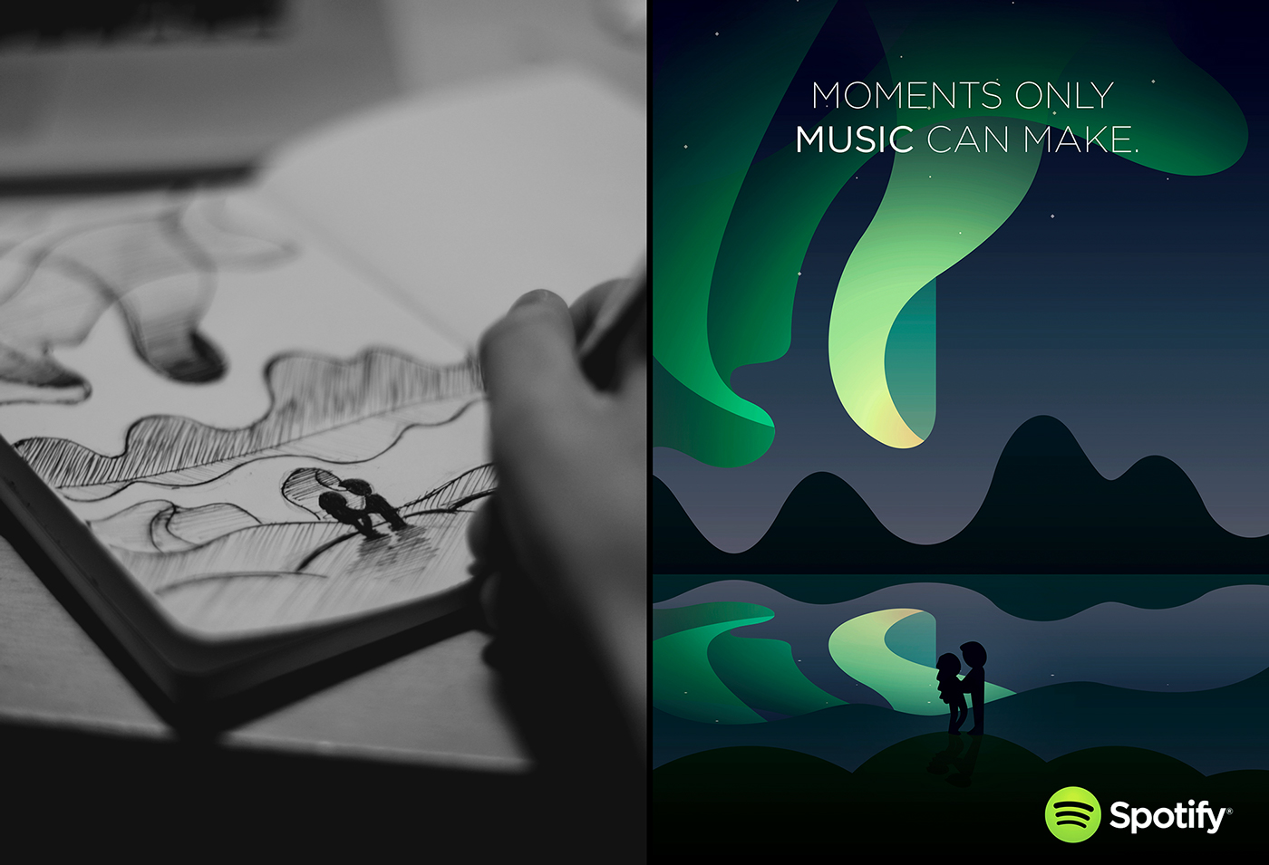 Spotify音樂網站平臺手繪矢量插畫廣告海報設計-上海廣告設計公司佳作欣賞2